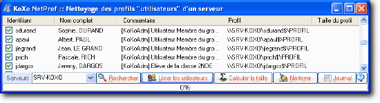 Nettoyer les profils utilisateurs stockés sur le serveur