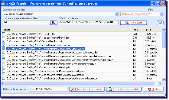 Rechercher les fichiers appartenant à un utilisateur ou groupe